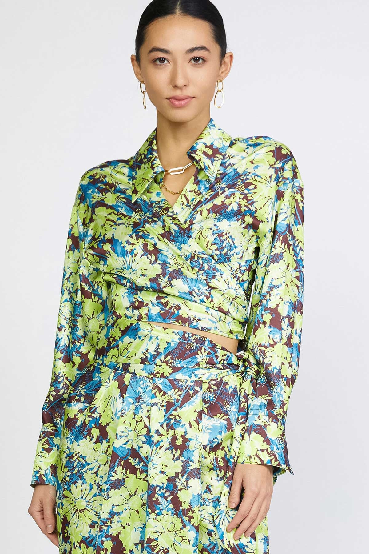 Floral Printed Tie Shirt