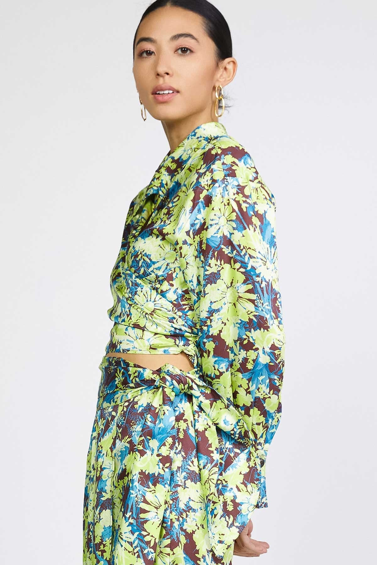 Floral Printed Tie Shirt