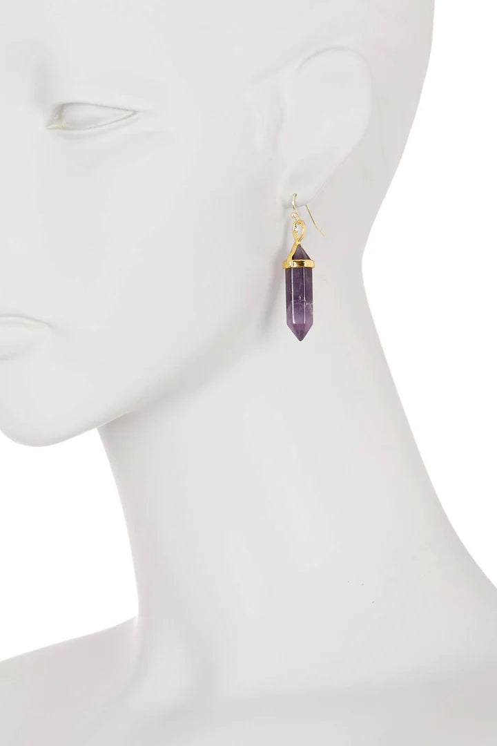 Amethyst Hexagonal Earring