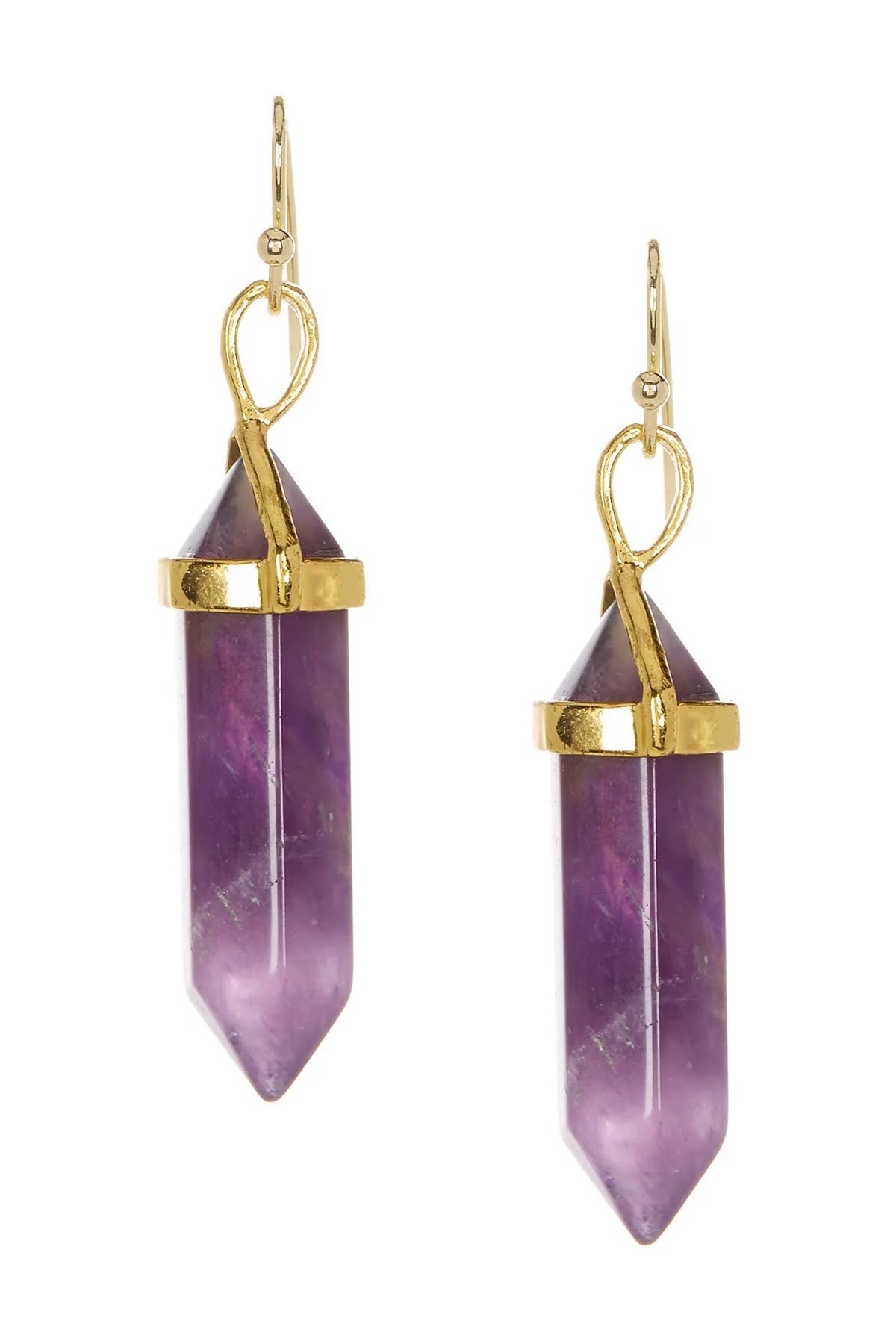 Amethyst Hexagonal Earring