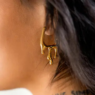 Drip Drop Hoops - 18K Gold Plated